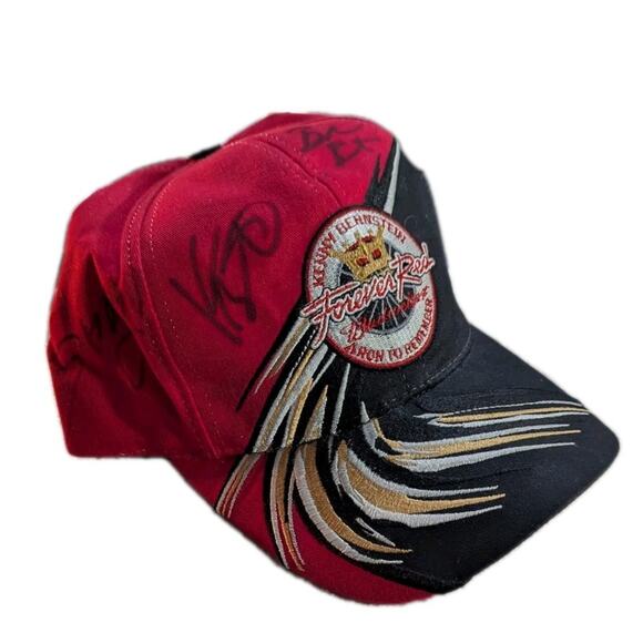 Vtg Budweiser Signed Kenny Bernstein Forever Red Tour Hat NHRA Drag Racing - Picture 11 of 11